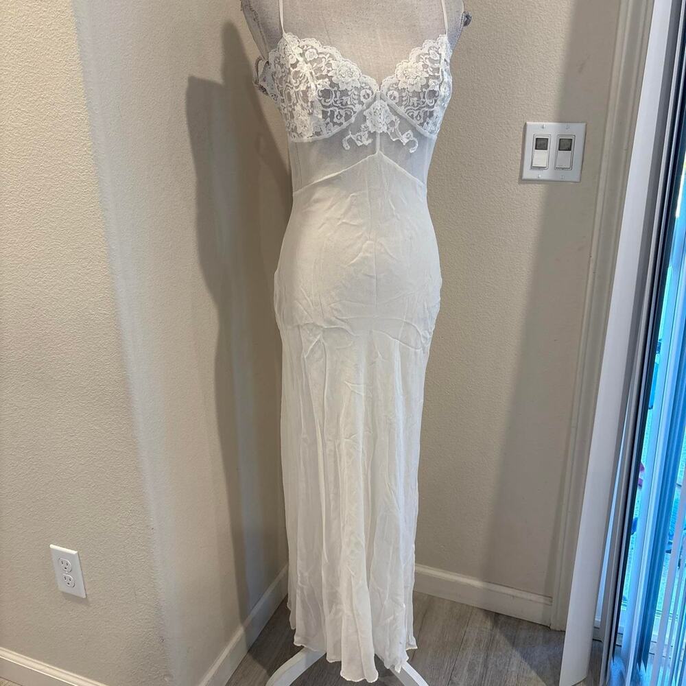Vintage Victoria’s Secret silk lace slip with floral embroidery and sequins. M